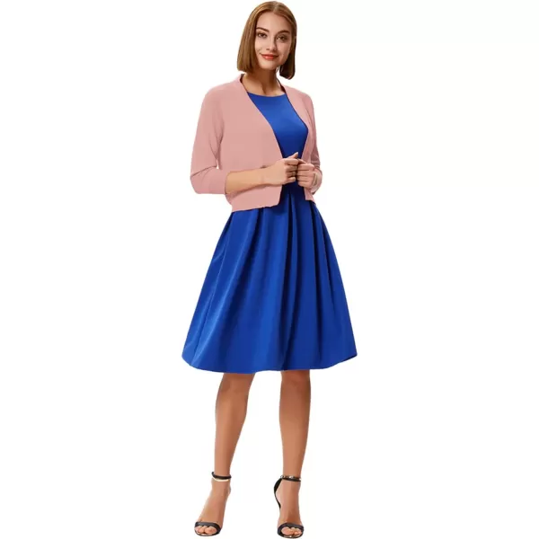 GRACE KARIN Womens 34 Sleeve Knit Cropped Cardigan Sweaters Open Front Bolero Shrugs Coat Tops S3XLLight Pink