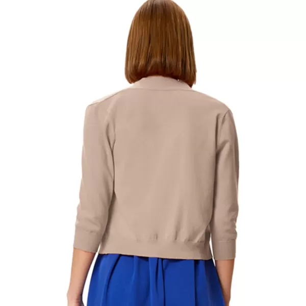GRACE KARIN Womens 34 Sleeve Knit Cropped Cardigan Sweaters Open Front Bolero Shrugs Coat Tops S3XLTan