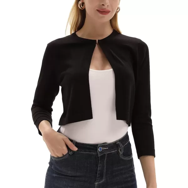 GRACE KARIN Womens 34 Sleeve Open Front Knit Cropped Bolero Shrug Cardigan SweaterBlack