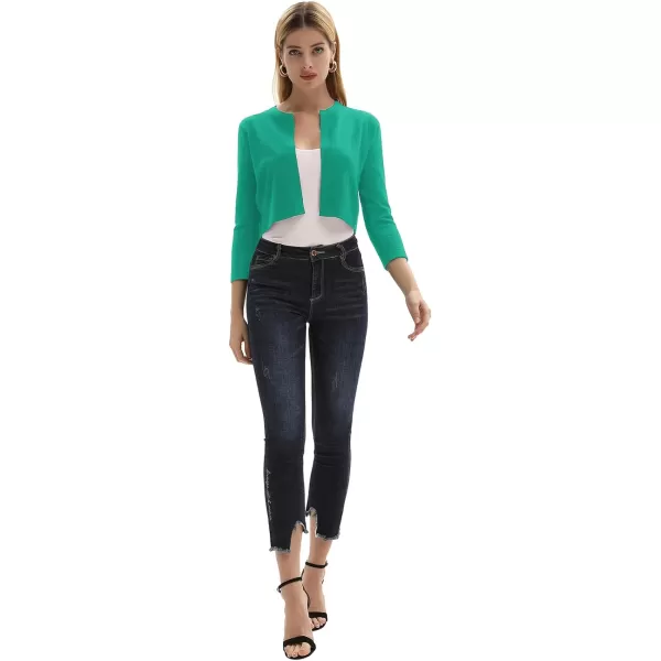 GRACE KARIN Womens 34 Sleeve Open Front Knit Cropped Bolero Shrug Cardigan SweaterGreen