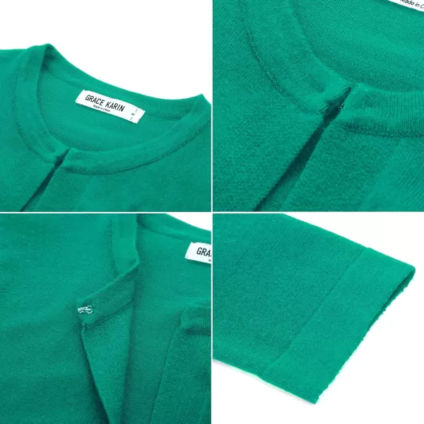 GRACE KARIN Womens 34 Sleeve Open Front Knit Cropped Bolero Shrug Cardigan SweaterGreen