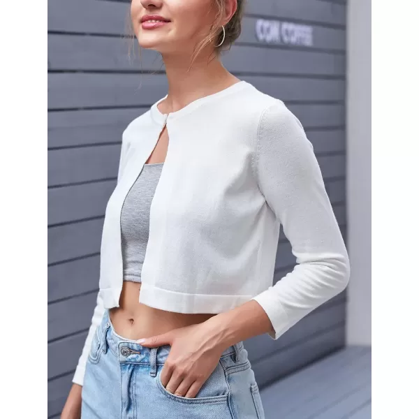 GRACE KARIN Womens 34 Sleeve Open Front Knit Cropped Bolero Shrug Cardigan SweaterIvory