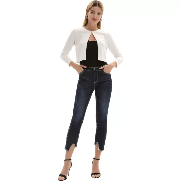 GRACE KARIN Womens 34 Sleeve Open Front Knit Cropped Bolero Shrug Cardigan SweaterIvory