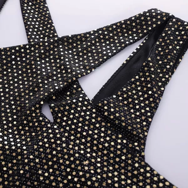 GRACE KARIN Womens Asymmetric V Neck A Line Sequin Tank Tops Sleeveless Irregular Peplum Hem Blouse Sparkly Party ShirtRose Gold on Black