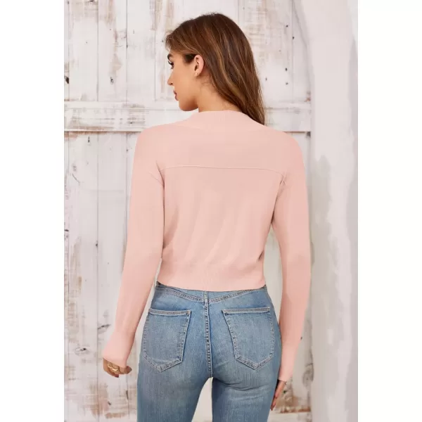 GRACE KARIN Womens Bolero Shrug Open Front Knit Cropped Cardigan Long Sleeve Vintage SweaterPink