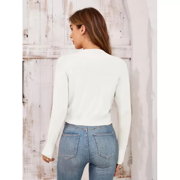 GRACE KARIN Womens Bolero Shrug Open Front Knit Cropped Cardigan Long Sleeve Vintage SweaterWhite