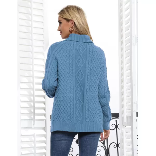 GRACE KARIN Womens Button Down Chunky Cable Knit Cardigan Long Sleeve Stand Collar Cardigan Sweaters Fall OutwearBlue