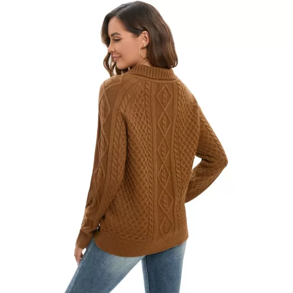 GRACE KARIN Womens Button Down Chunky Cable Knit Cardigan Long Sleeve Stand Collar Cardigan Sweaters FallnbspOutwearDark Brown