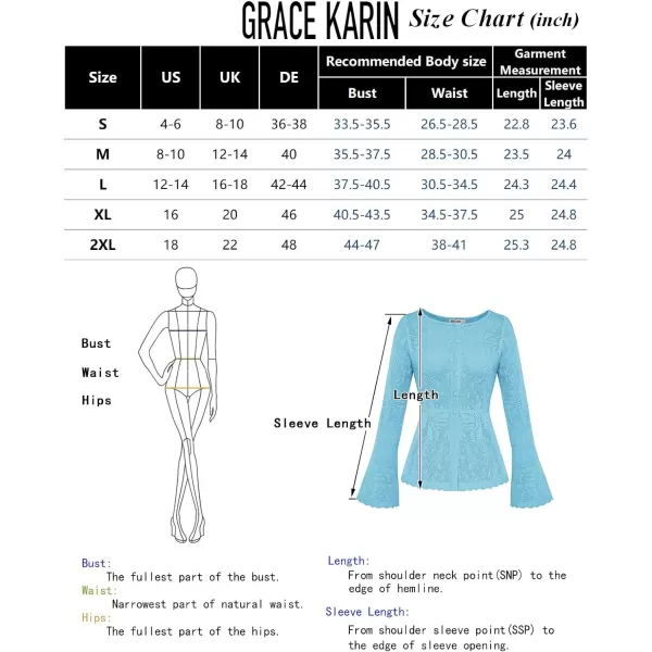 GRACE KARIN Womens Button Down Long Sleeve Cardigan Classic Flowy Soft Crew Neck Knit Sweater 2024Light Blue