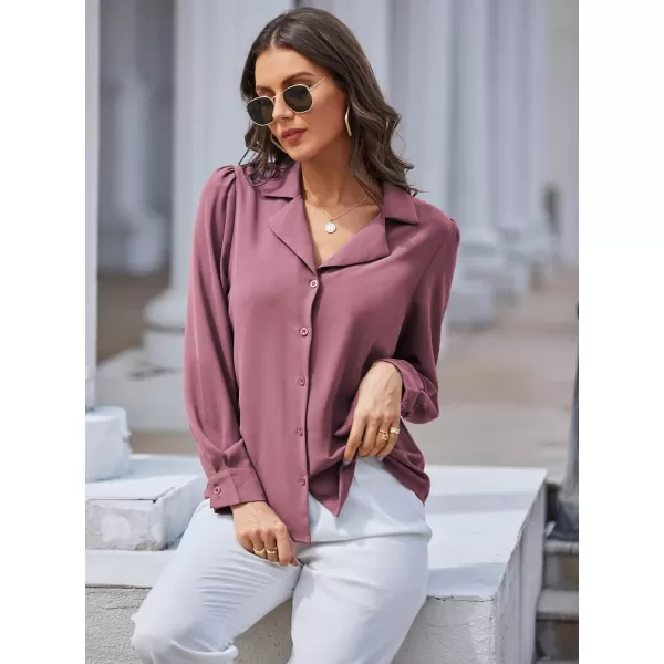 GRACE KARIN Womens Button Down Shirts Short Sleeve Long Sleeve Business Casual Tops V Neck BlouseBean Pastelong Sleeve