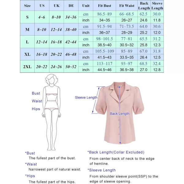 GRACE KARIN Womens Button Down Shirts Short Sleeve Long Sleeve Business Casual Tops V Neck BlouseBlue