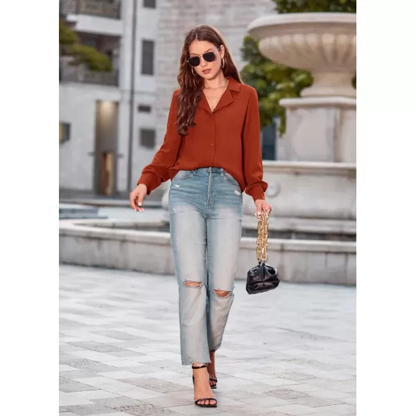 GRACE KARIN Womens Button Down Shirts Short Sleeve Long Sleeve Business Casual Tops V Neck BlouseCaramellong Sleeve