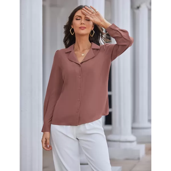 GRACE KARIN Womens Button Down Shirts Short Sleeve Long Sleeve Business Casual Tops V Neck BlouseCoffeelong Sleeve