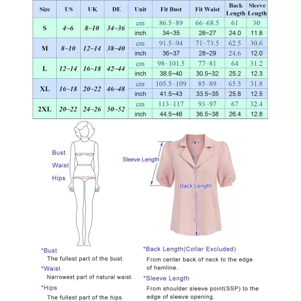 GRACE KARIN Womens Button Down Shirts Short Sleeve Long Sleeve Business Casual Tops V Neck BlouseHaze Blue