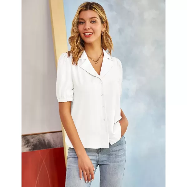 GRACE KARIN Womens Button Down Shirts Short Sleeve Long Sleeve Business Casual Tops V Neck BlouseIvory