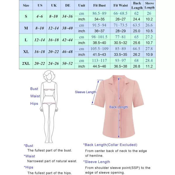 GRACE KARIN Womens Button Down Shirts Short Sleeve Long Sleeve Business Casual Tops V Neck BlouseWhite With Pocket