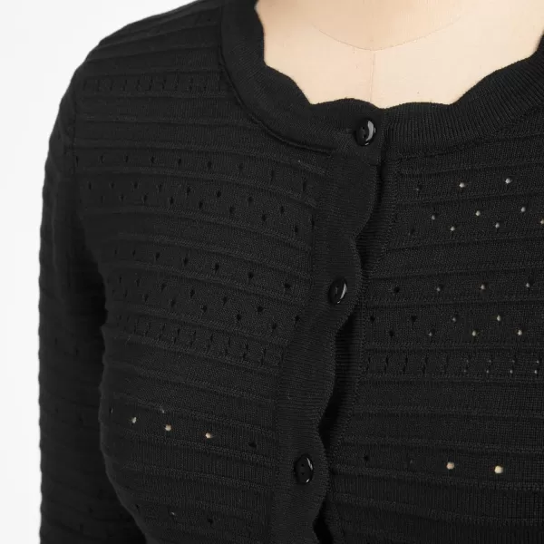 GRACE KARIN Womens Button Down Vee Neck Long Sleeve Rib Knit Cardigan Sweaters43 Sleeve Black