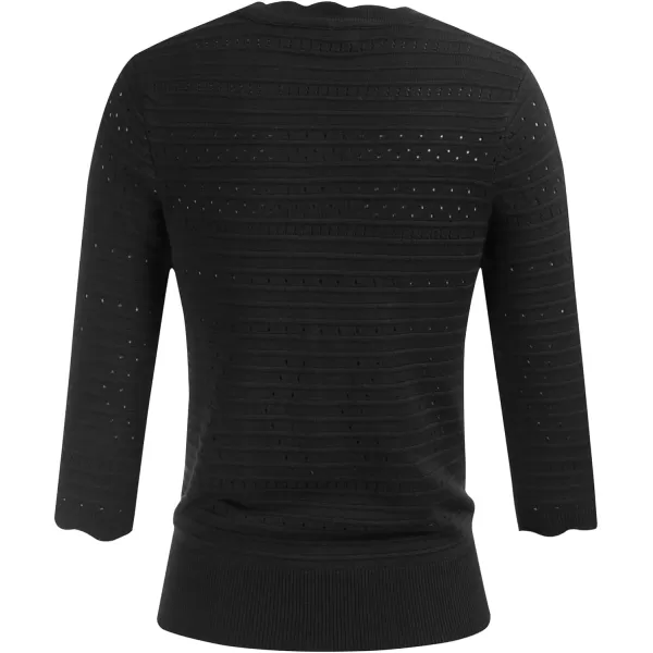 GRACE KARIN Womens Button Down Vee Neck Long Sleeve Rib Knit Cardigan Sweaters43 Sleeve Black