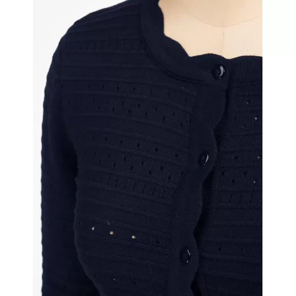 GRACE KARIN Womens Button Down Vee Neck Long Sleeve Rib Knit Cardigan Sweaters43 Sleeve Navy Blue