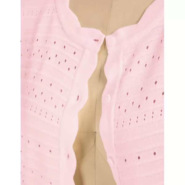 GRACE KARIN Womens Button Down Vee Neck Long Sleeve Rib Knit Cardigan Sweaters43 Sleeve Pink