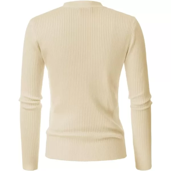 GRACE KARIN Womens Button Down Vee Neck Long Sleeve Rib Knit Cardigan SweatersNude