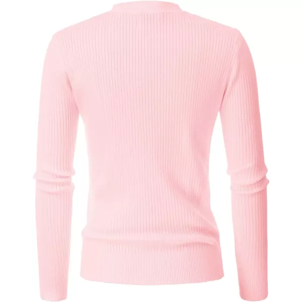 GRACE KARIN Womens Button Down Vee Neck Long Sleeve Rib Knit Cardigan SweatersPink
