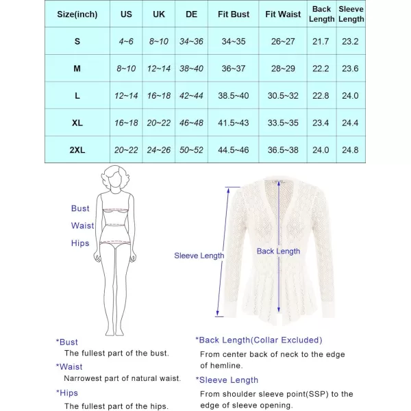 GRACE KARIN Womens Cardigans HollowedOut Open Front Knitwear Sweater with BeltPure White