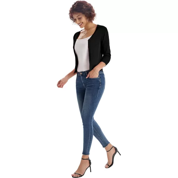 GRACE KARIN Womens Cardigans Shrugs for Dresses 34 Sleeve Cardigan V Neck Button Down Sweater LightweightBlack