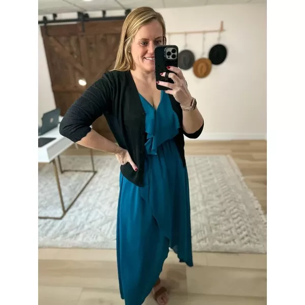 GRACE KARIN Womens Cardigans Shrugs for Dresses 34 Sleeve Cardigan V Neck Button Down Sweater LightweightBlack