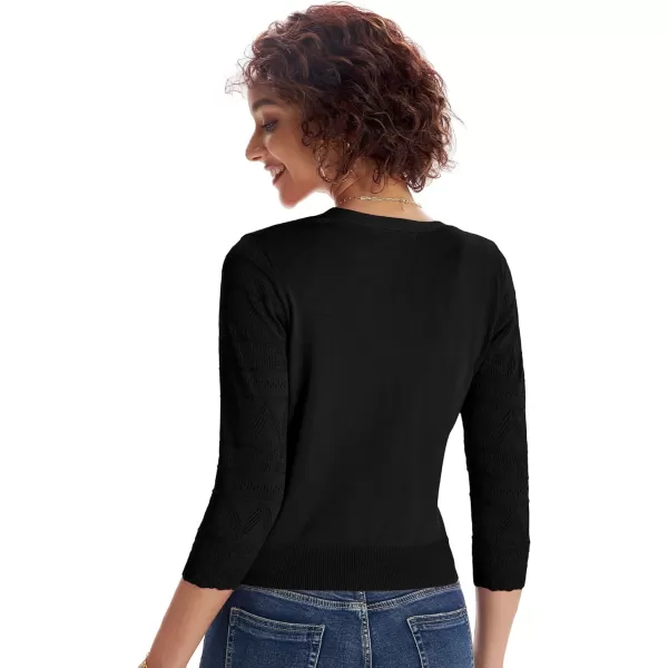 GRACE KARIN Womens Cardigans Shrugs for Dresses 34 Sleeve Cardigan V Neck Button Down Sweater LightweightBlack
