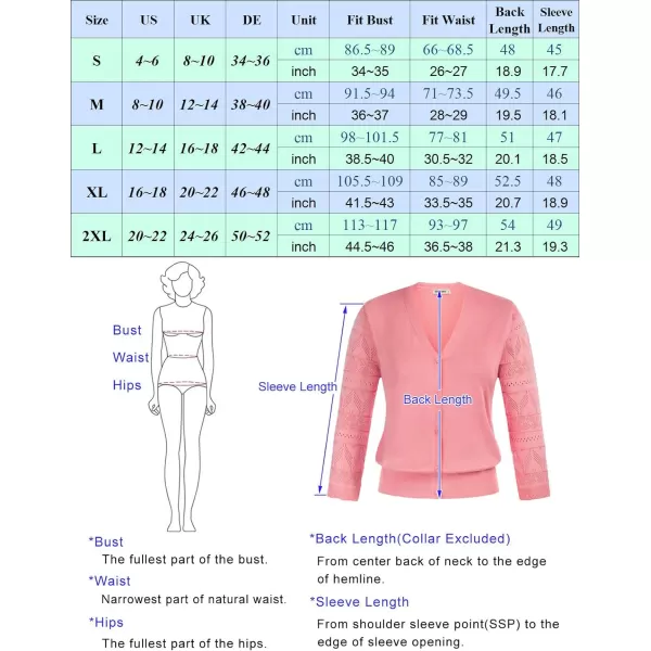 GRACE KARIN Womens Cardigans Shrugs for Dresses 34 Sleeve Cardigan V Neck Button Down Sweater LightweightLight Blue1