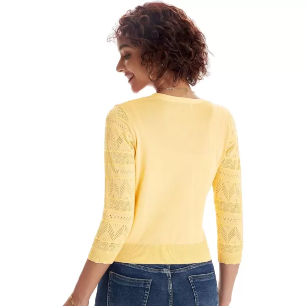 GRACE KARIN Womens Cardigans Shrugs for Dresses 34 Sleeve Cardigan V Neck Button Down Sweater LightweightLight Yellow