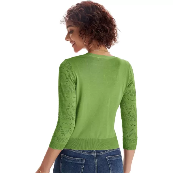 GRACE KARIN Womens Cardigans Shrugs for Dresses 34 Sleeve Cardigan V Neck Button Down Sweater LightweightLime Green