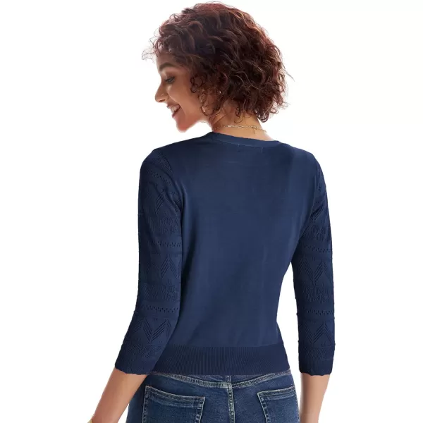 GRACE KARIN Womens Cardigans Shrugs for Dresses 34 Sleeve Cardigan V Neck Button Down Sweater LightweightNavy Blue