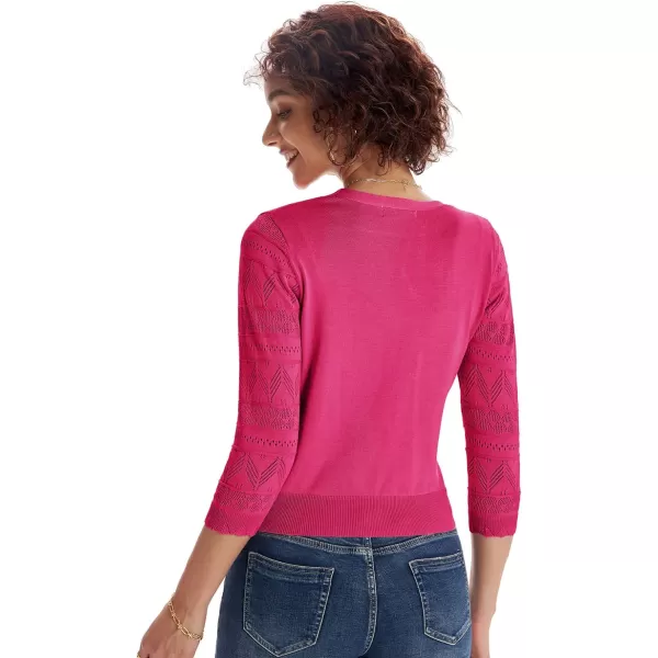 GRACE KARIN Womens Cardigans Shrugs for Dresses 34 Sleeve Cardigan V Neck Button Down Sweater LightweightRose Red