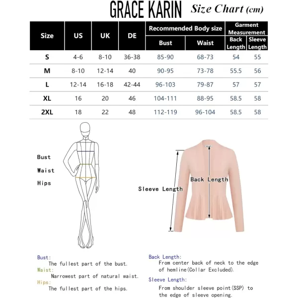 GRACE KARIN Womens Casual Draped Open Front Cropped Cardigan Long Sleeve Sweater Peplum Knit OutwearBrown