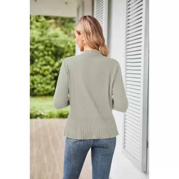 GRACE KARIN Womens Casual Draped Open Front Cropped Cardigan Long Sleeve Sweater Peplum Knit OutwearGray