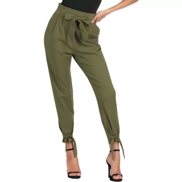 GRACE KARIN Womens Casual High Waist Pencil Pants with BowKnot Pockets for Work2pc Blackolive Green