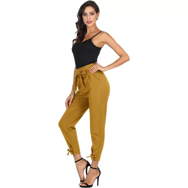 GRACE KARIN Womens Casual High Waist Pencil Pants with BowKnot Pockets for WorkHarvest Gold