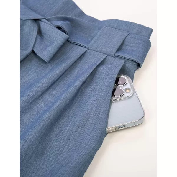 GRACE KARIN Womens Casual High Waist Pencil Pants with BowKnot Pockets for WorkUpgraded Styleblue