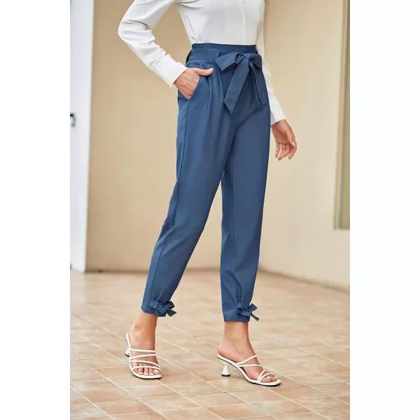 GRACE KARIN Womens Casual High Waist Pencil Pants with BowKnot Pockets for WorkUpgraded Styledark Blue