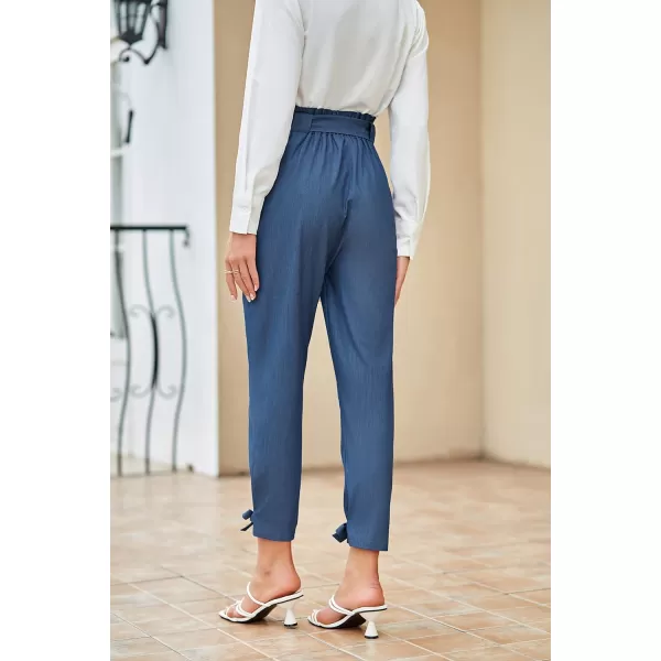 GRACE KARIN Womens Casual High Waist Pencil Pants with BowKnot Pockets for WorkUpgraded Styledark Blue