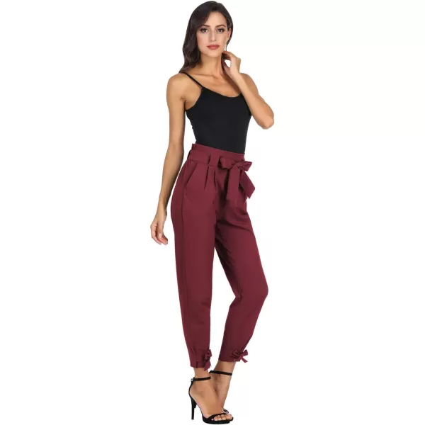 GRACE KARIN Womens Casual High Waist Pencil Pants with BowKnot Pockets for WorkWine