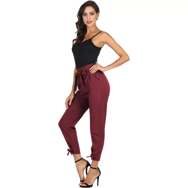 GRACE KARIN Womens Casual High Waist Pencil Pants with BowKnot Pockets for WorkWine