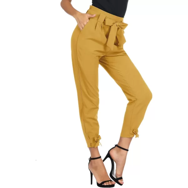 GRACE KARIN Womens Casual High Waist Pencil Pants with BowKnot Pockets for WorkYellow