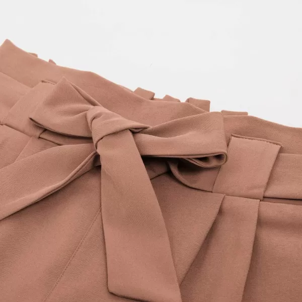 GRACE KARIN Womens Casual High Waist Pencil Pants with Pockets BowKnot Cropped Paper Bag Pants for WorkApricot