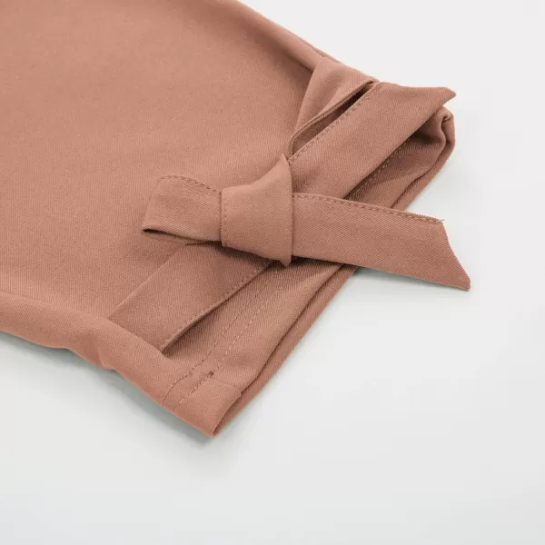 GRACE KARIN Womens Casual High Waist Pencil Pants with Pockets BowKnot Cropped Paper Bag Pants for WorkApricot