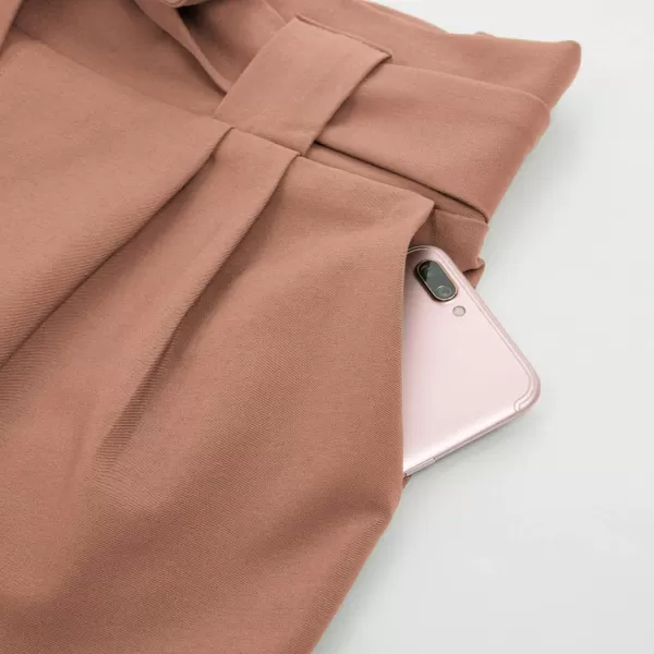GRACE KARIN Womens Casual High Waist Pencil Pants with Pockets BowKnot Cropped Paper Bag Pants for WorkApricot
