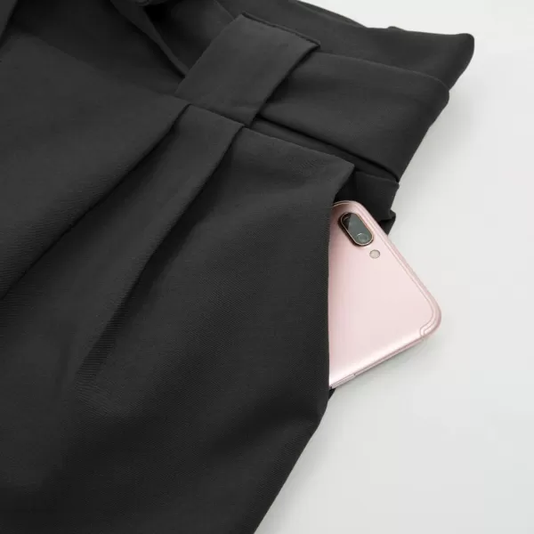 GRACE KARIN Womens Casual High Waist Pencil Pants with Pockets BowKnot Cropped Paper Bag Pants for WorkBlack