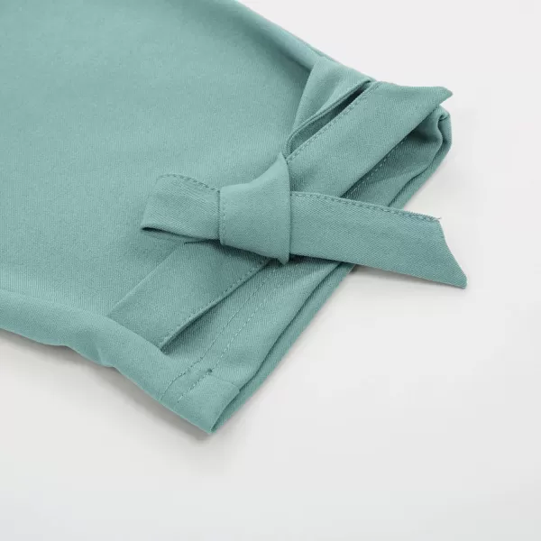 GRACE KARIN Womens Casual High Waist Pencil Pants with Pockets BowKnot Cropped Paper Bag Pants for WorkBluish Green
